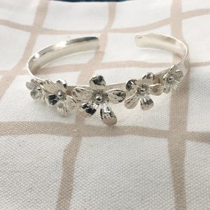New Floral Sterling Silver Cuff Bracelet